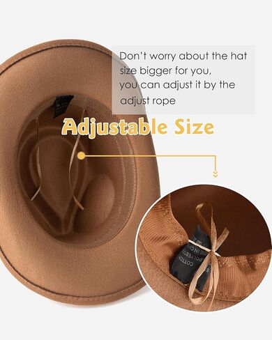 Gossifan Western Cowboy Hat for Men Women Wide Brim Felt Fedora Cowgirl Hats with Buckle Belt in Kuwait