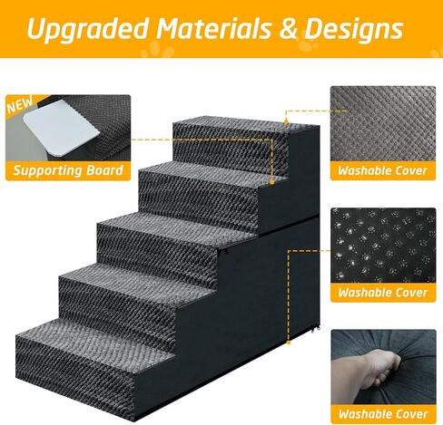 28" H Dog Stairs for Large Dogs 6-Steps Dog Ramps for High Beds and Couch Non-Slip Extra Wide Pet Stairs for Old Dogs and Puppy and Cat - Stable & Durable Pet Steps with Machine Washable Cover Indoor in Saudi Arabia