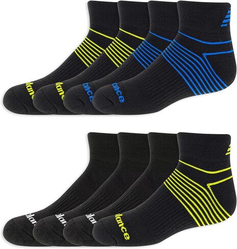 New Balance Kids Performance Cushioned Low Cut Socks 8 Pair Pack, Black, Medium in Saudi Arabia