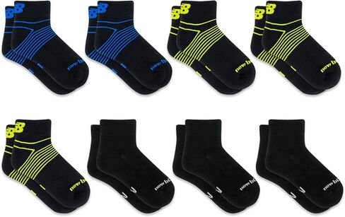 New Balance Kids Performance Cushioned Low Cut Socks 8 Pair Pack, Black, Medium in Saudi Arabia