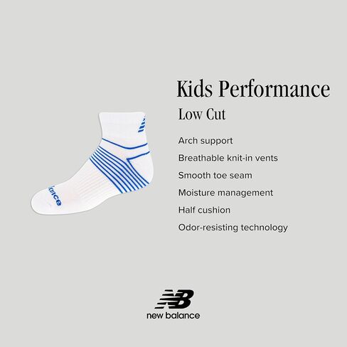 New Balance Kids Performance Cushioned Low Cut Socks 8 Pair Pack, Black, Medium in Saudi Arabia