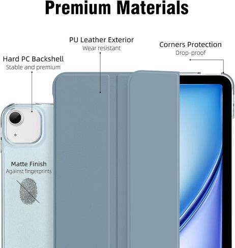 حافظة لجهاز iPad Air 13 بوصة M4/M3/M2 2026/2025/2024، iPad Pro 12.9 (الجيل السادس/الخامس 2022/2021)، حافظة خلفية صلبة شفافة من البولي كربونات مع تنبيه/غفو تلقائي، غطاء حامل ثلاثي الطي، وردي in Kuwait