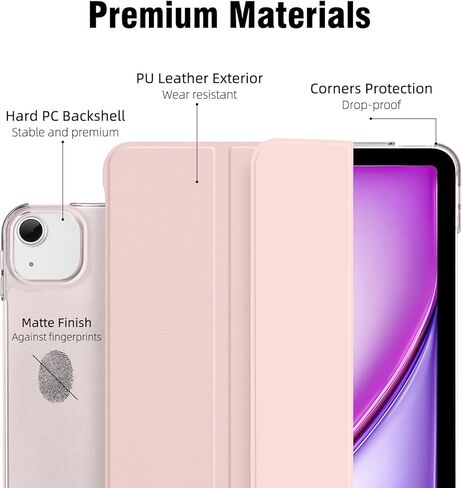 بالنسبة للهواء iPad 13 بوصة M3/M2 2025/2024 CASE ، IPAD PRO 12.9 (6th/5th Gen 2022/2021) ، قشرة قذيفة متتالية من الكمبيوتر الصلب مع Way Wake/Sleep و Trifold Stand و Support Pencil Pro ، White in Kuwait