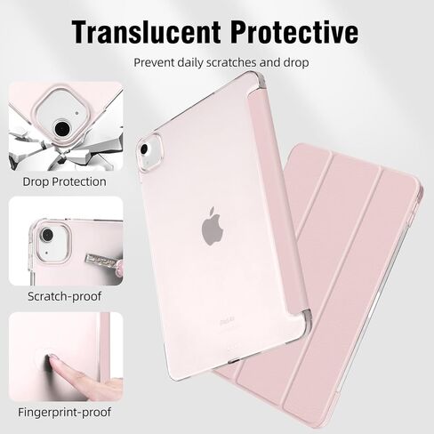 بالنسبة للهواء iPad 13 بوصة M3/M2 2025/2024 CASE ، IPAD PRO 12.9 (6th/5th Gen 2022/2021) ، قشرة قذيفة متتالية من الكمبيوتر الصلب مع Way Wake/Sleep و Trifold Stand و Support Pencil Pro ، White in Kuwait