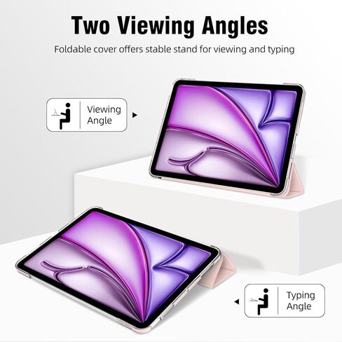 بالنسبة للهواء iPad 13 بوصة M3/M2 2025/2024 CASE ، IPAD PRO 12.9 (6th/5th Gen 2022/2021) ، قشرة قذيفة متتالية من الكمبيوتر الصلب مع Way Wake/Sleep و Trifold Stand و Support Pencil Pro ، White in Kuwait