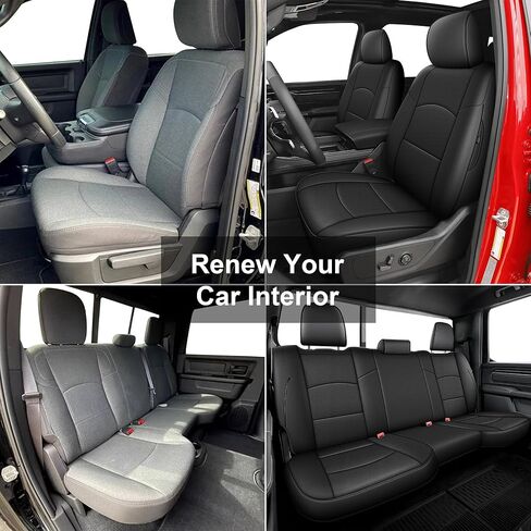 Custom Fit Seat Covers for Dodge RAM 1500 2019 2020 2021 2022 2023 2024 2025 Leather Cars Seats Cover Full Set Black in Kuwait