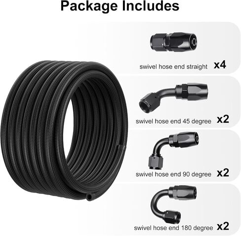 4AN Fuel Line Hose Fitting Kit, 4AN CPE Nylon Braided Fuel Line Kit 16FT in Saudi Arabia