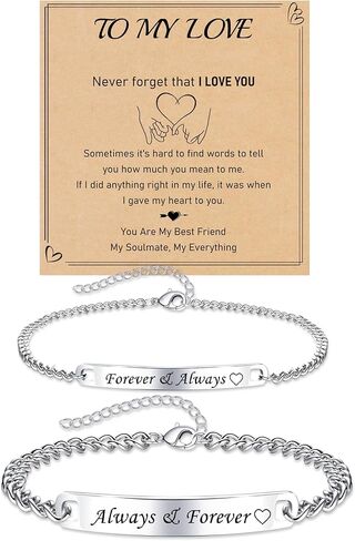 Matching Bracelets, Couple Bracelet Anniversary Couple Gifts for Him and Her Boyfriend and Girlfriend Stainless Steel Relationship Bracelets Birthday Gifts for Her Wife Husband Anniversary Jewelry for Mom and Dad in Kuwait