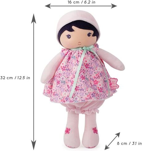 Kaloo Tendresse My First Fabric Doll Fleur K 7" Soft Plush Figure in Pink Floral Dress with Baby Safe Embroidered Face Machine Washable for Ages 0+ in Saudi Arabia