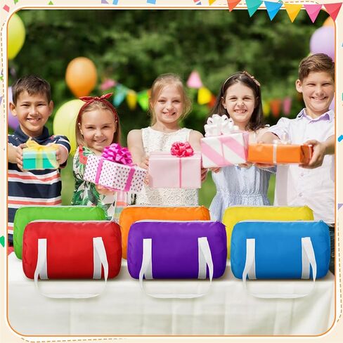 Sweetude 6 Pack Small Party Favor Bags Duffle 10×8 Inch Reusable Gift Bags with Handles Canvas Colorful for Birthday Party School Team Events in Saudi Arabia