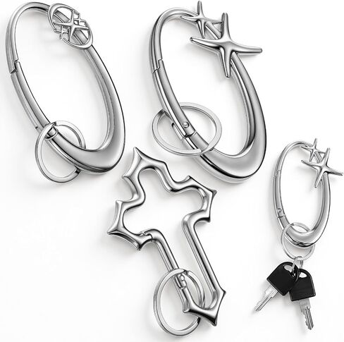 nosiny 3 pcs y2k keychains cool cont carabiner sliver y2k key ring cool belt belt loop mallder buckle buckle for men women backpack pres pett pett punk gothic accessories in Kuwait