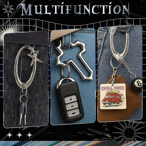 nosiny 3 pcs y2k keychains cool cont carabiner sliver y2k key ring cool belt belt loop mallder buckle buckle for men women backpack pres pett pett punk gothic accessories in Kuwait