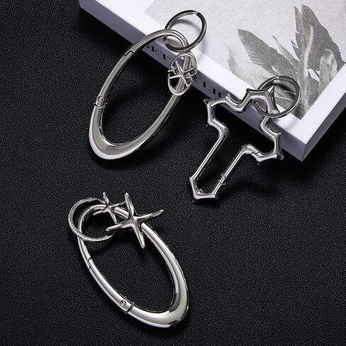 nosiny 3 pcs y2k keychains cool cont carabiner sliver y2k key ring cool belt belt loop mallder buckle buckle for men women backpack pres pett pett punk gothic accessories in Kuwait