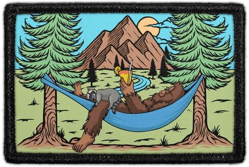 Alien & Bigfoot Shaking Hands | Hook and Loop Attach for Hats, Jeans, Vest, Coat | 2x3 in | by Pull Patch in Saudi Arabia