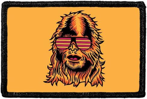 Alien & Bigfoot Shaking Hands | Hook and Loop Attach for Hats, Jeans, Vest, Coat | 2x3 in | by Pull Patch in Saudi Arabia