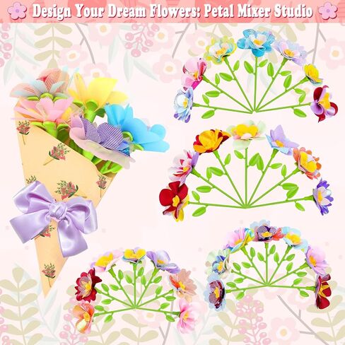 216PCS Fabric Flower Bouquets Toys, Summer Crafts for Kids Ages 3-12, DIY Flower Bouquet Kit, Girls & Boys Birthday Gift Ideas, Creative Preschool Learning Educational Toys in Saudi Arabia