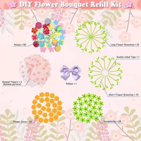 216PCS Fabric Flower Bouquets Toys, Summer Crafts for Kids Ages 3-12, DIY Flower Bouquet Kit, Girls & Boys Birthday Gift Ideas, Creative Preschool Learning Educational Toys in Saudi Arabia