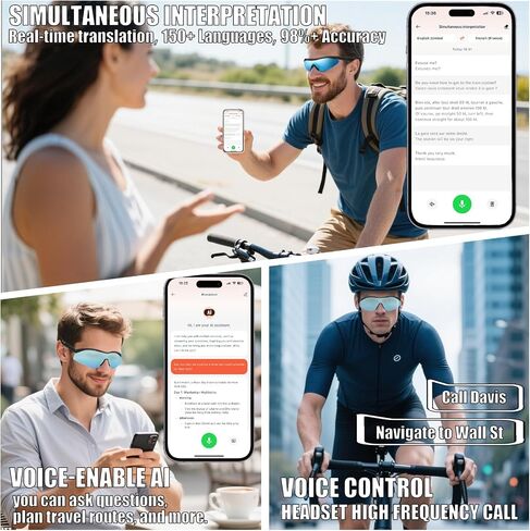 Camera Glasses, Smart Glasses with Camera and Bluetooth for Men/Women 8MP 4K HD Video Recording Anti-Shake 32G Support Chart GPT,WiFi,AI Voice Assistant,Translate,Music in Saudi Arabia