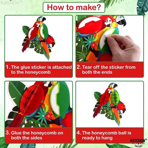 Katchon ، Big Tropical Birds Honeycomb Cletouts - Pack of 6 | | قواطع قرص العسل لزخارف حفل الغابة | ديكورات حفلة لوا | ديكورات الغابات المطيرة الاستوائية in Saudi Arabia