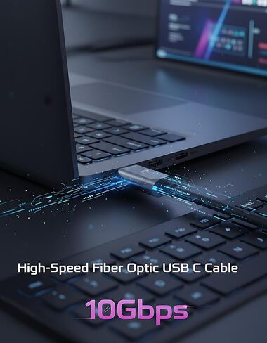 Fiber Optic USB A to USB C Cable(33ft),High Speed 10Gbps USB 3.2 Gen2 Active Optical Cable for VR, Webcam, Laptop,Camera,Projector etc,Grey in Saudi Arabia