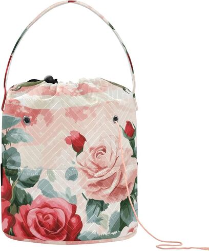 Tatenale Crochet Bag Bag Bag Bag Bag Bag Bag Bag مع جيوب ومتعامل مع منظم تخزين الغزل المحمول متشابك 8.3x11 بوصة القطة الظهر in Kuwait