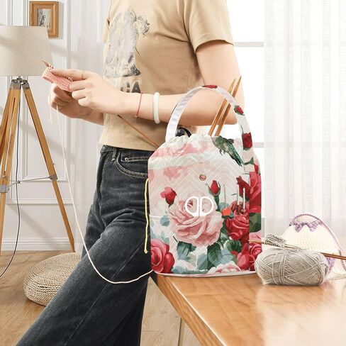 Tatenale Crochet Bag Bag Bag Bag Bag Bag Bag Bag مع جيوب ومتعامل مع منظم تخزين الغزل المحمول متشابك 8.3x11 بوصة القطة الظهر in Kuwait