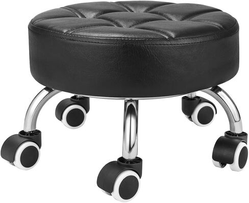 Kaleurrier Low Leight Rolling Stool - كرسي براز قصير الثقيل مع عجلات منخفضة إلى أرضية - براز مقعد صغير للمكتب المنزلي لتصليح Mechanic Mechanic Padicure Clibrary Clibrary Camel in Kuwait