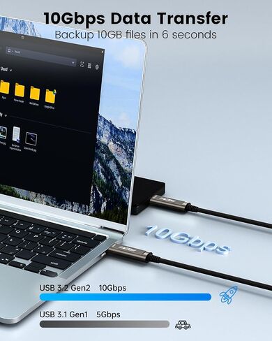 كابل USB C الألياف البصرية الزاوية اليمنى 33 قدمًا ، 10 جيجابت في الثانية بانيشن USB 3.2 كابل Gen2 مع شريحة السيليكوني الألمانية ، مسافة طويلة لرؤية الماكينة ، كاميرا Logitech 4K ، VR/AR ، مؤتمر الفيديو in Kuwait
