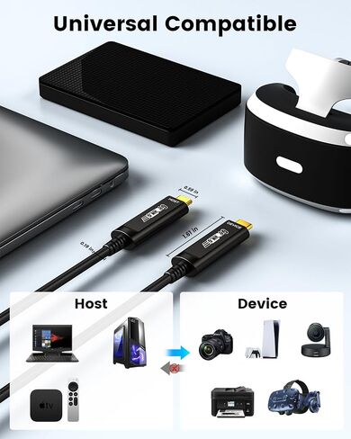 كابل USB C الألياف البصرية الزاوية اليمنى 33 قدمًا ، 10 جيجابت في الثانية بانيشن USB 3.2 كابل Gen2 مع شريحة السيليكوني الألمانية ، مسافة طويلة لرؤية الماكينة ، كاميرا Logitech 4K ، VR/AR ، مؤتمر الفيديو in Kuwait