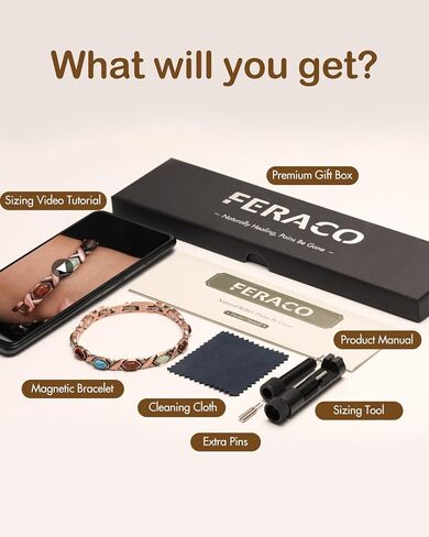 Feraco Pure Copper Bracelets for Women, Ultra Strength Magnetic Bracelet with 3800 Gauss Magnets & Natural Turquoise & Stones, Adjustable, Jewelry Gift in Saudi Arabia