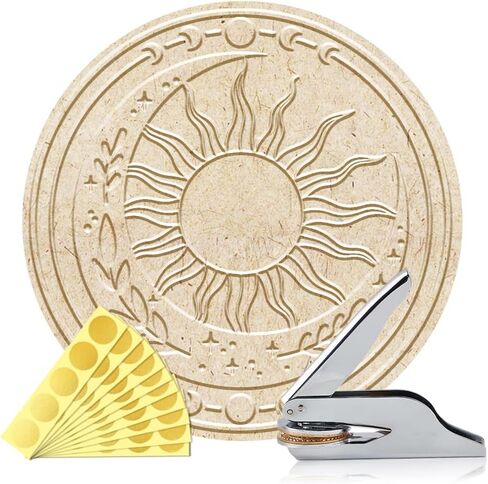 Book Embosser Personalized Sun and Moon Pattern Book Stamp, Durable Library Stamp with Handle Set for Books,Library, Envelopes, Documents, Invitation in Kuwait