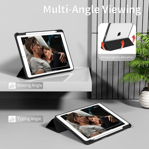 حالة لجيل iPad Pro 12.9 بوصة 6th/5/4/4/3rd 2022/2021/2020/2018 مع حامل القلم الرصاص ، علبة حامل ذكية مع غطاء خلفي TPU ناعم لـ iPad Air 13 Inch 2024 (M2) ، Pink in Kuwait