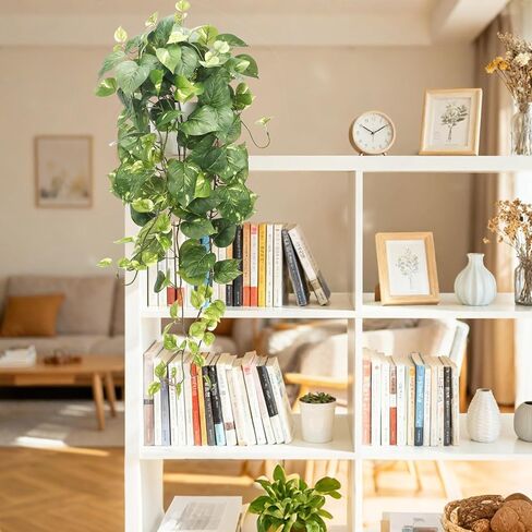 Cewor Pothos Pothos مزيفة مع وعاء بلاستيكي مصطنعة مصطنعة لغرفة نوم المكتب المنزلي ديكور داخلي في الهواء الطلق 1 حزمة in Kuwait