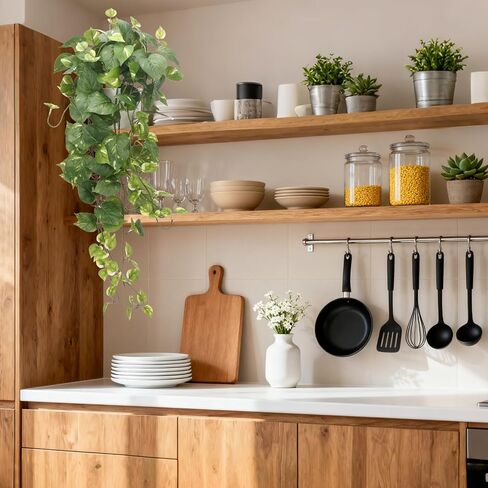 Cewor Pothos Pothos مزيفة مع وعاء بلاستيكي مصطنعة مصطنعة لغرفة نوم المكتب المنزلي ديكور داخلي في الهواء الطلق 1 حزمة in Kuwait