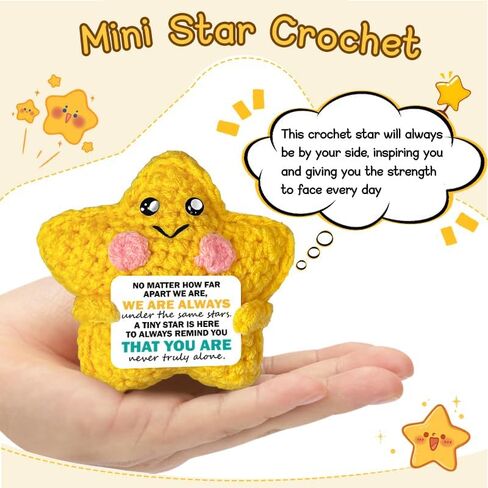 Thank You Gift Cute Crochet Star Positive Emotional Comfort Support, Going Away Farewell Leaving Appreciation Encouraging Gifts for Women Friends Coworkers Boss Teacher Nurse in Kuwait