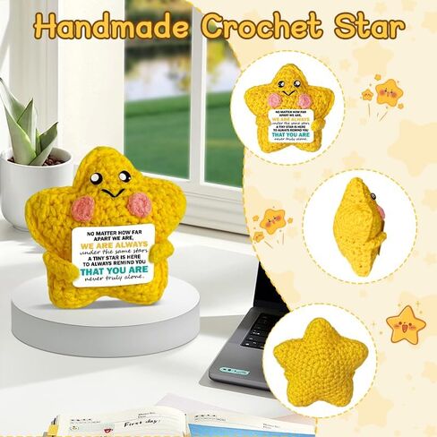 Thank You Gift Cute Crochet Star Positive Emotional Comfort Support, Going Away Farewell Leaving Appreciation Encouraging Gifts for Women Friends Coworkers Boss Teacher Nurse in Kuwait
