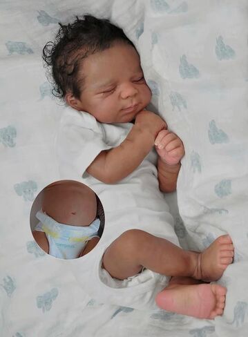 Zero Pam Black Reborn Baby Baby Dolls Silicone Full Body-18 في دمية الأطفال الواقعة ، والفتيات من أصل Black ReborN in Kuwait