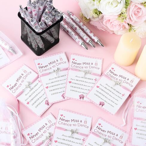 24 Sets Sunflower Gifts Bracelets Ballpoint Pens Bulk Sunflower Yellow Floral Theme Retractable Pens with Information Card Organza Bags for Women Men Office School Party Favors Supplies in Kuwait