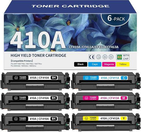 410A Toner Cartridge Replacement for HP 410A CF410A CF411A CF412A CF413A Works with Pro MFP M477fdn M477fdw M477fnw Pro M452dn M452dw M452nw Printer | CF410AQ Toner Cartridges (4-Pack) in Saudi Arabia