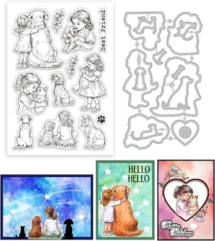 GLOBLELAND Rain Lady Clear Stamp and Cutting Dies Set for Card Making Women Umbrella Silicone Clear Stamp Metal Rain Boots Die Cuts for DIY Scrapbooking Photo Album Decorative in Saudi Arabia