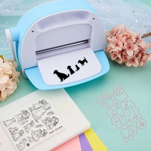 GLOBLELAND Rain Lady Clear Stamp and Cutting Dies Set for Card Making Women Umbrella Silicone Clear Stamp Metal Rain Boots Die Cuts for DIY Scrapbooking Photo Album Decorative in Saudi Arabia