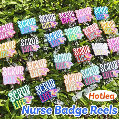 12 PCS Positive Potato Badge Reels Bulk Cute Quotes Nurse Badge Holders Retractable Id Clip Colorful Nursing Medical Asssitants RN LPN CNA Buddy Accessories for Work in Saudi Arabia