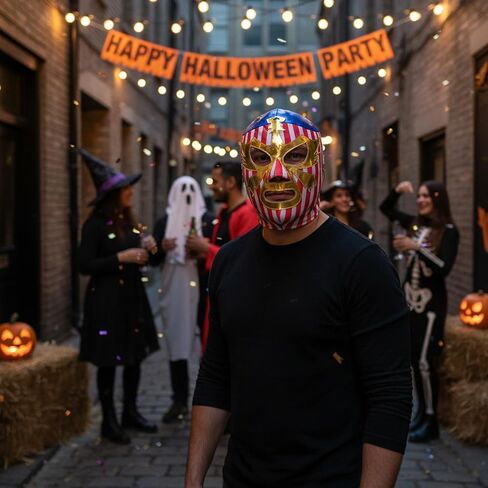 Mexican Wrestling Mask for Adult Men,Halloween Wrestler Costume Mask in Saudi Arabia