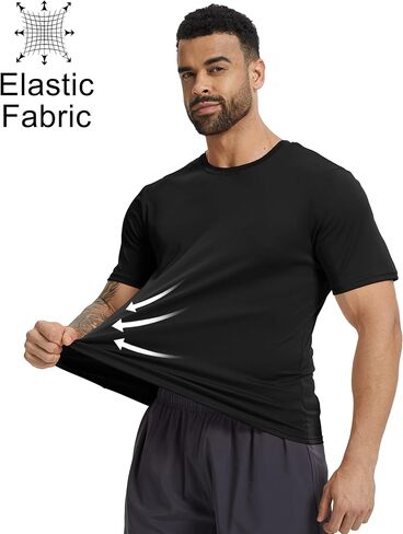 Men's Short Sleeve UPF 50+ Sun Rash Guard Swim Shirts Lightweight Moisture Wicking Athletic Summer Tops in Kuwait