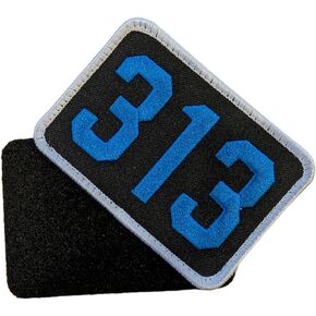 Detroit 313 Area Code Patch 3.5" x 2.5" Embroidered Hook and Loop Patch