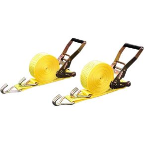 MJM Cargo 2" x 27' Ratchet Tie Down Straps (2PK) - 5000LB Break Strength - Heavy Cargo Hauling