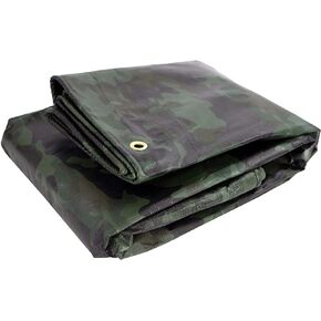 Watershed Innovations Heavy Duty Waterproof Camo Tarp - Reversible Camouflage/Green Tarp - 8x10 with UV Protection for Outdoor Camping RV Truck and Trailers