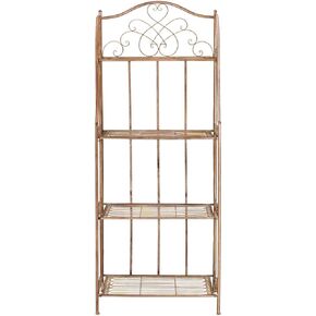 SAFAVIEH Outdoor Collection Amaris Victorian Antique Dark Green Wrought Iron 4-Tier Baker's Rack