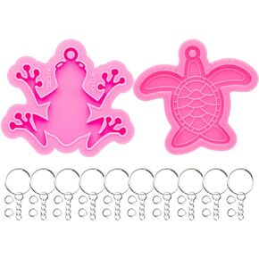 Shiny Tortoise Making Keychain Mold Resin Silicone Molds Resin Keychain Molds Animal Silicone Mould for Resin Casting Epoxy Pendant Decoration Supplies Tools