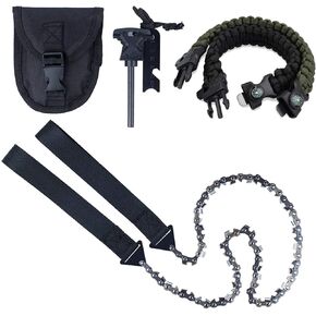 Justech جيب بالمنشار سلك المنشار 24 بوصة 33 الأسنان مسننة جيب بقاء المنشار لقطع الأشجار بالمنشار البقاء على قيد الحياة والعتاد مع 4 في 1 سوار Paracord للتخييم، وحقائب الظهر in Kuwait